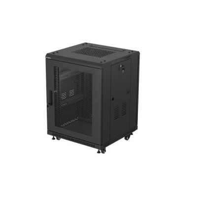 13. Floor-standing 19" 15U 600x600 RACK installation cabinet, black, perforated doors, Lanberg (flat pack)