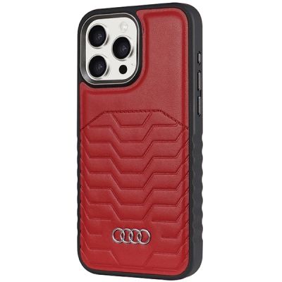 2. Audi Synthetic Leather case with MagSafe for iPhone 15 Pro Max - red