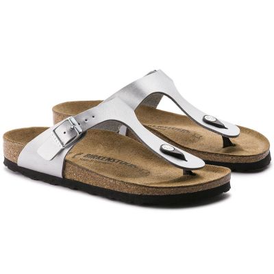 Birkenstock Gizeh Birko-Flor women's flip-flops silver regular wide (0043851)