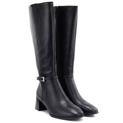 4. Black Sergio Leone KZ-31-S women's leather high-heeled boots
