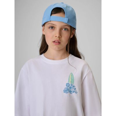 3. Girls' loose T-shirt with print 4F 4FJRSS26TTSHF3980-11S