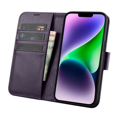 3. iCarer Wallet Case 2in1 Cover iPhone 14 Plus Anti-RFID Leather Flip Case Dark Purple (WMI14220727-DP)