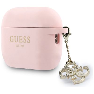 3. Guess Silicone 4G Charm Case for AirPods Pro 3 Pink