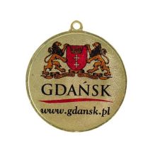 Gold medal with space for a 25 mm emblem - steel medal with LuxorJet color print