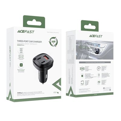 5. Acefast car charger 66W 2x USB Type C / USB, PPS, Power Delivery, Quick Charge 4.0, AFC, FCP, SCP black (B3 black)