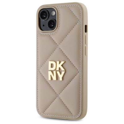 2. DKNY Quilted Stack Logo iPhone 14 Case - Beige