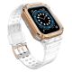 Protect Strap Band for Apple Watch 42/44/45mm Armored Case Strap - Transparent, Rose Gold