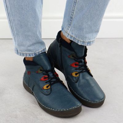 12. Comfortable insulated blue women's ankle boots Rieker 52544-14