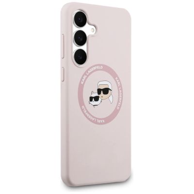 4. Karl Lagerfeld Silicone Karl & Choupette Heads MagSafe Case for Samsung Galaxy S25 FE - Pink