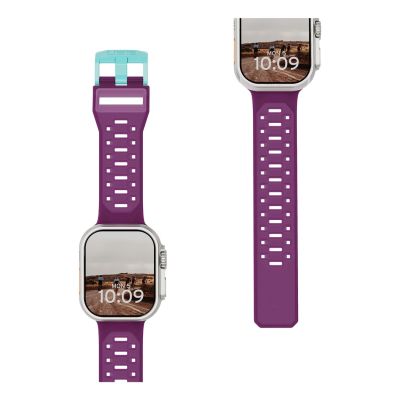 2. UAG Civilian – silicone strap for Apple Watch 44mm–49mm (Apple Watch 4–11, SE 1–3, Ultra 1–3) (deep purple synth / aqua)