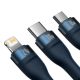 3. Baseus Flash Series II cable USB - USB Type C / Lightning / micro USB 100 W 1.2 m blue (CASS030003)
