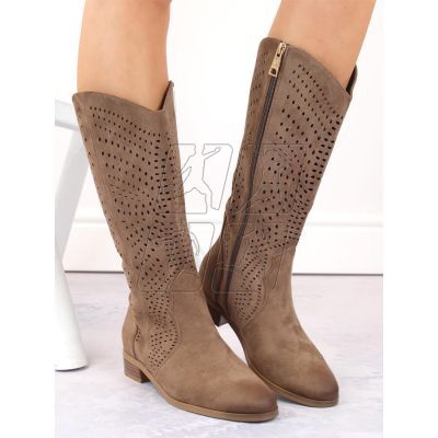 6. Vinceza W JAN264B suede openwork boots, brown