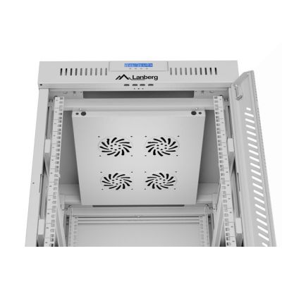 6. 19" 15U 600x800 gray glass door LCD installation rack cabinet Lanberg (Flat Pack) V2