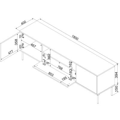 4. EF TRESSE TV cabinet 180x40x54.5 matt green