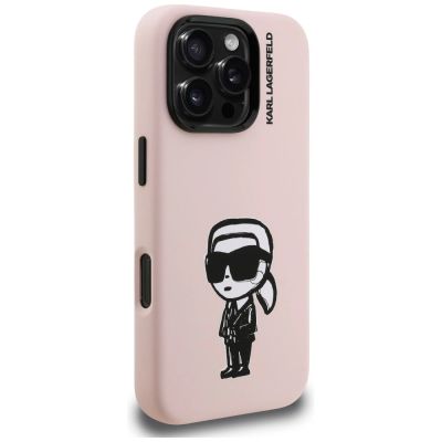 4. Karl Lagerfeld Silicone Karl Sketch MagSafe Case for iPhone 16 Pro Max - Pink