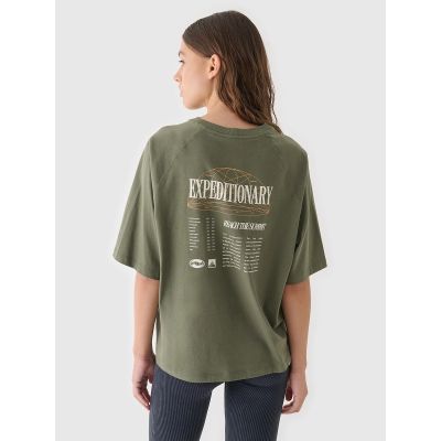 9. Women's oversize printed T-shirt 4F 4FRAW24TTSHF2583-43S