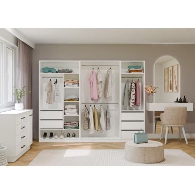 9. Modular Wardrobe OPENO SET 260/200 WHITE – Drawers, Rails and Shelves, Large, for the Bedroom