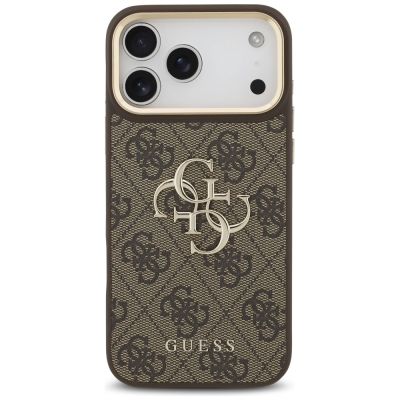 3. Guess 4G Big 4G Classic Logo Big Strap Metal Buttons Case for iPhone 17 Pro Max - Brown