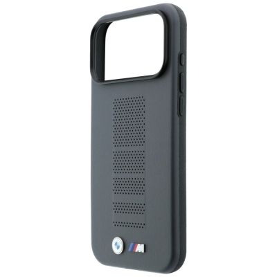 6. BMW M Blue Perfo Metal Logo MagSafe Case for iPhone 18 Pro / 17 Pro - Gray
