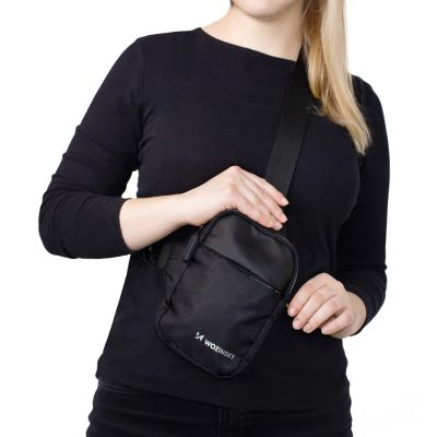 9. Wozinsky WMS-W1 Unisex Mini Shoulder Bag Waterproof Dual-Compartment for Phone - Black