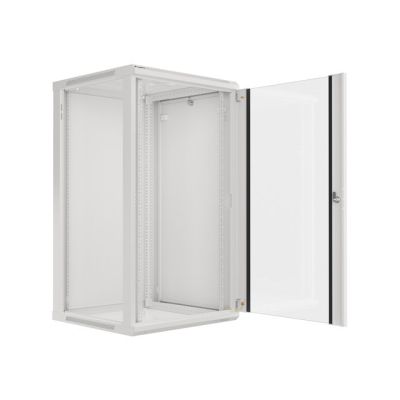 3. Lanberg WF01-6622-10S single-section cabinet (22U; 1080mm / 600mm / 600 mm; wall-mounted; Glass; 19''; gray)