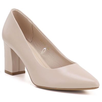 6. Women's cream pink pumps on the block heel Sergio Leone PB414