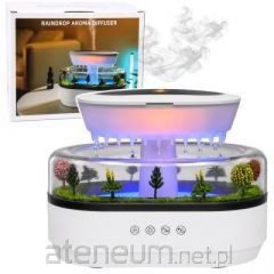 Air Humidifier and Aroma Diffuser with Rain Effect, LED Light and Power Adapter