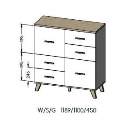 3. Chest of drawers LOTTA 110 2D4S wotan + matt black