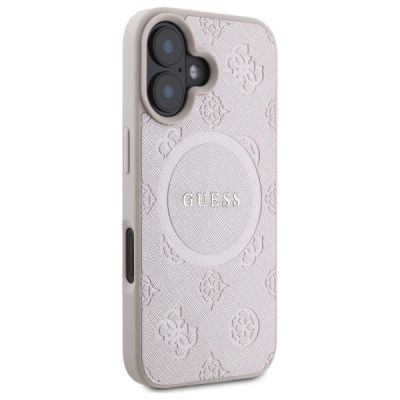 4. Guess Saffiano Peony Classic Logo MagSafe iPhone 16 Case - Pink
