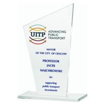 Glass trophy with LuxorJet color print