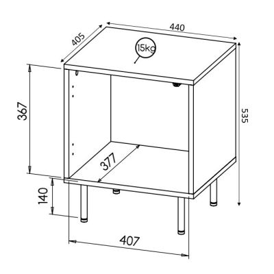 4. HOLE bedside table 2 pcs. 44x40.5xH53.5 white matt