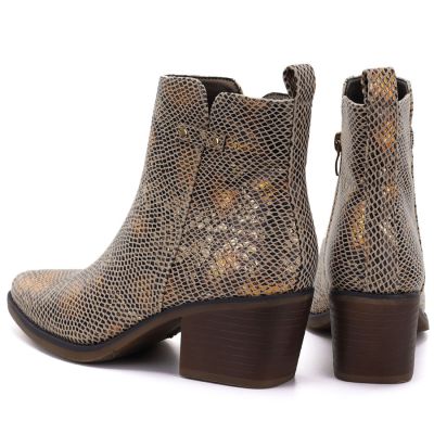 5. Women's snakeskin cowboy boots, gold, M.Daszyński SA261-1