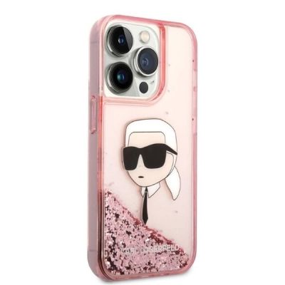4. Karl Lagerfeld Glitter Karl's Head case for iPhone 14 Pro Max - pink