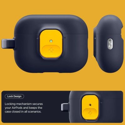 4. Spigen Nano Pop Case for AirPods Pro 3 - Navy Blue and Yellow