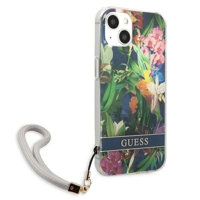 4. Guess GUHCP13SHFLSB iPhone 13 mini 5.4" blue/blue hardcase Flower Strap