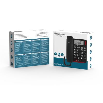 4. amplicomms Bigtel 48 Plus Analog Phone Caller Name and ID Dark Gray