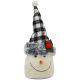 7. DECORATIVE SNOWMAN 20CM WITH A BLACK AND WHITE CHECKED HAT