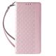 4. Magnet Strap Case Case For iPhone 14 Pro Max Flip Wallet Mini Lanyard Stand Pink