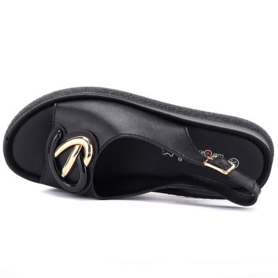 3. Women's leather platform sandals black S.Barski 61-6047