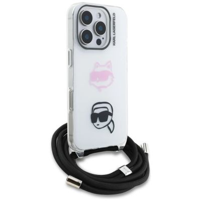3. Karl Lagerfeld IML Crossbody Karl&Choupette Head Case for iPhone 16 Pro - White