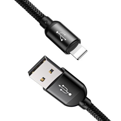 4. Baseus Three Primary Colors 3in1 USB-A - micro USB / Lightning / USB-C 3.5A cable 0.3 m - black