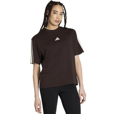 Women's adidas Essentials 3-Stripes Boyfriend T-shirt Dark Brown KX0794