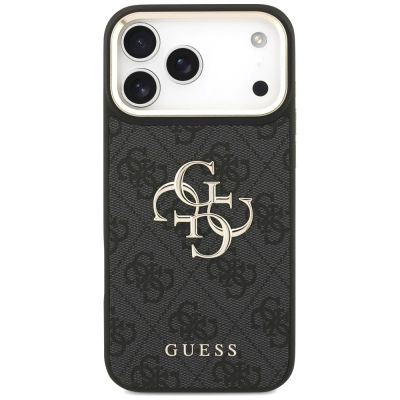 3. Guess 4G Big 4G Classic Logo Big Strap Metal Buttons Case for iPhone 18 Pro Max / 17 Pro Max – Black