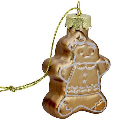 5. GLASS CHRISTMAS ORNAMENTS IN COOKIE-CUTTER SHAPES, GINGERBREAD, 12 PCS, BROWN MICA