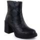 Women's leather ankle boots with a snake print heel, black Goe SS2N4152