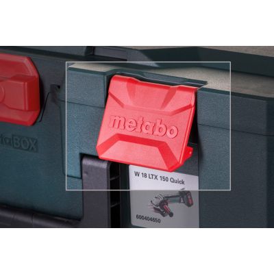 8. METABO W 18 LTX 150 QUICK angle grinder (600404650) + metaBOX 165 L case Green, Black
