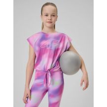Girls' quick-drying sports crop-top 4F 4FJRSS26TFTSF2387-90A