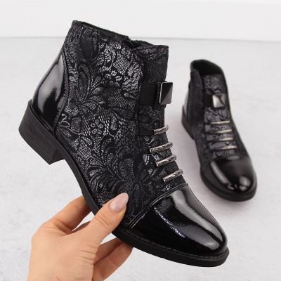 3. Women's black worker boots with socks Sabatina