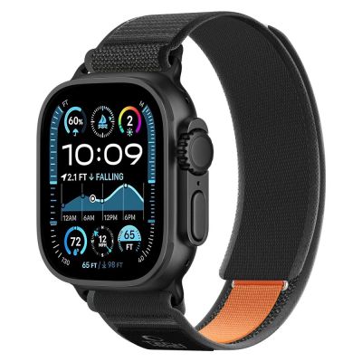 2. Tech-Protect Nylon Elite Strap for Apple Watch 44 / 45 / 46 / 49 mm - Black & Orange