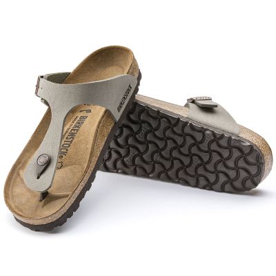 4. Birkenstock Gizeh Birko-Flor Nubuck Stone Regular Men's Flip-Flops Wide Gray (43391)
